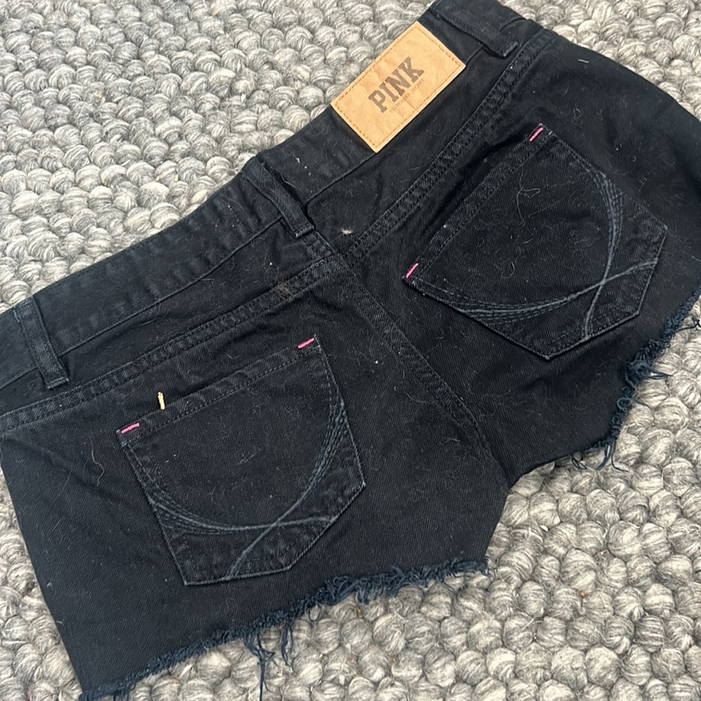Victoria Secrets Pink Blue Black Denim Mini Shorts - Picture 4 of 4